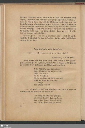 Schriftstellerin und Hausfrau : (Ottilie Wildermuth und ihre Zeit)