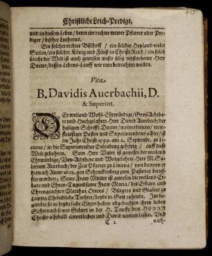 Vita B. Davidis Auerbachii [...]