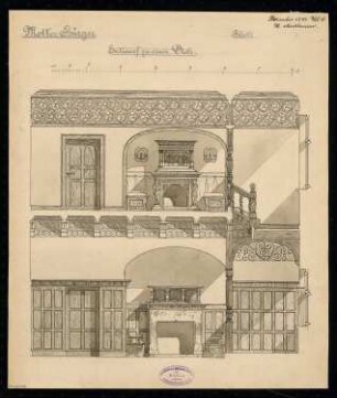 Treppenhaus Monatskonkurrenz Dezember 1891: Innenwand der Diele