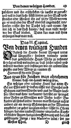 Das III. Capitel. Von denen wüthigen Hunden.