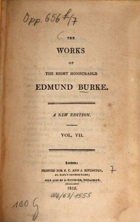 The works of the Right Honourable Edmund Burke. 7. (1815). - 419 S.