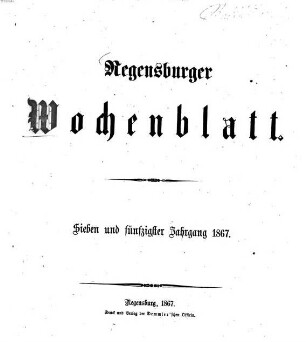 Regensburger Wochenblatt. 57. 1867