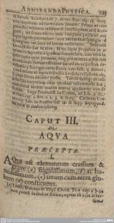 Caput III. De Aqua.