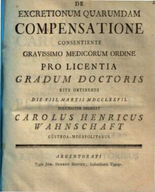 De excretionum quarundam compensatione