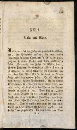 323-340, XXIII. Raka und Narr.