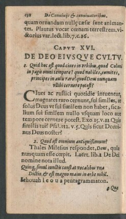 Caput XVI. De Deo Eiusque Cultu