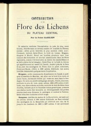 Flore des Lichens Du Plateau Central