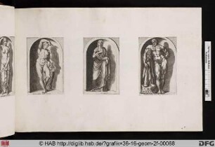 Rechts: Statue des Herkules aus der Sammlung Farnese.
