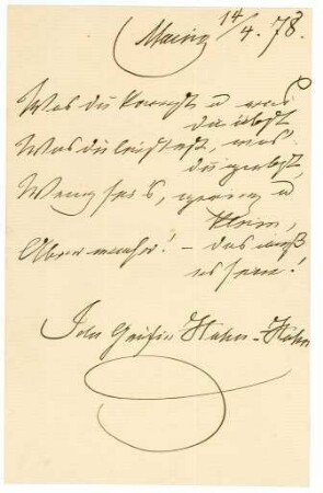 Albumblatt von Ida Gräfin von Hahn-Hahn