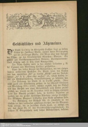 Geschichtliches und Allgemeines