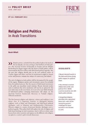Religion and politics in Arab transitions