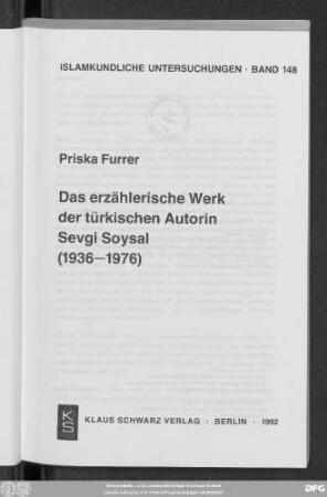 Das erzählerische Werk der türkischen Autorin Sevgi Soysal : (1936 - 1976)
