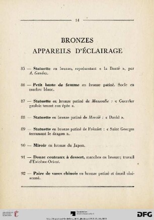 Bronzes - Appareils d'eclairage