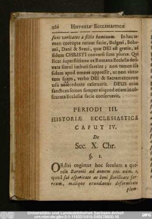 Caput IV. De Sec. X. Chr.