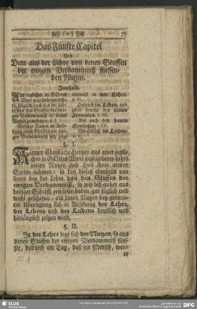 Das Fünfte Capitel Von Dem aus der Lehre von denen Stuffen der ewigen Verdammniß fliessenden Nutzen