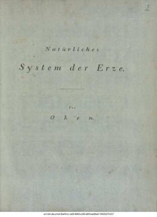 Grundzeichnung des natürlichen Systems der Erze