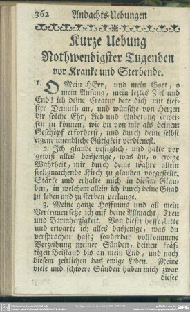 Andachts-Uebungen vor Kranke und Sterbende