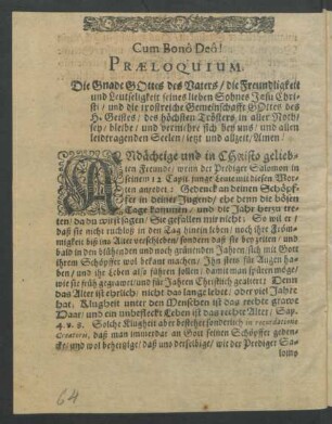 Cum Bono Deo! Praeloquium.