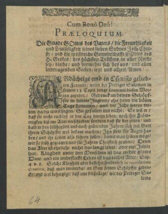 Cum Bono Deo! Praeloquium.