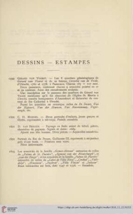 Dessins - Estampes (No. 1599 - 1614)