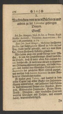 X. Nachrichten von neuen Bücheren und andern zu der Literatur gehörigen Dingen