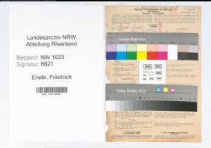 Entnazifizierung Friedrich Enste , geb. 02.02.1895 (Schlosser)