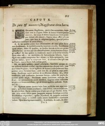 Caput X. De iure & munere Magistratus circa Sacra.