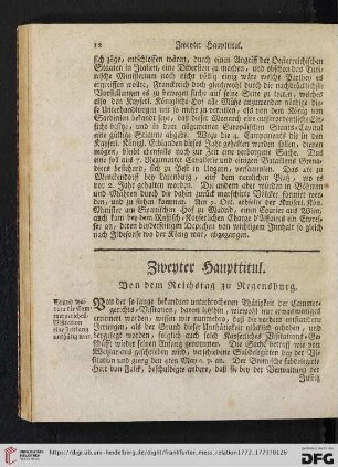 Zwenter Haupttitul. Von dem Reichstag zu Regenspurg
