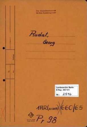 Personenheft Georg Rudat (*10.02.1910), Büroangestellter