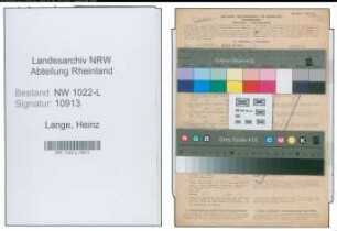 Entnazifizierung Heinz Lange , geb. 06.06.1919 (Chemotechniker)