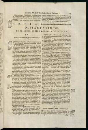 49-52, Dissertatio VII. de Pristino Codice Ecclesiae Gallicanae.