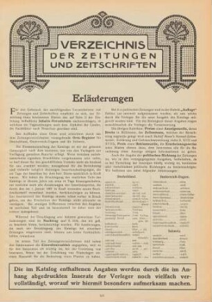 Verzeichnis der Zeitungen und Zeitschriften