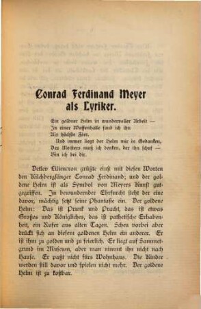 Conrad Ferdinand Meyer als Lyriker