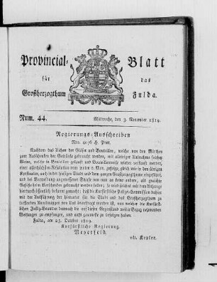 Num. 44, Ausgabe vom 3. November 1819