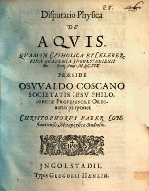 Disputatio physica De aquis