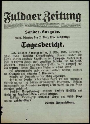 Ausgabe vom Dienstag, den 02. März 1915.