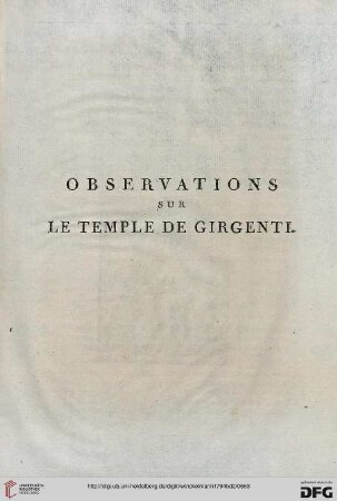 Observations sur le temple de Girgenti