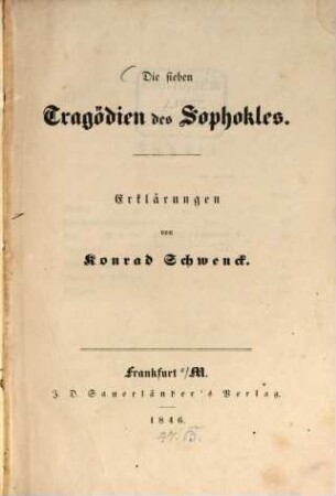Die sieben Tragödien des Sophokles