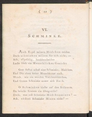 VI. Schminke