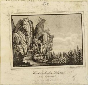 Der Felsen Münster in der Adersbach-Weckelsdorfer Felsenstadt (Adršpašsko-Teplické skály) im nordöstlichen Teil Böhmens, aus dem Sammelwerk Beschreibung vom Felsenthal bei Weckelsdorf