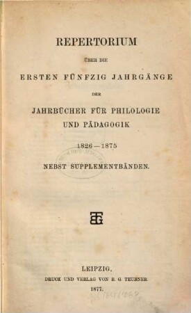 Neue Jahrbücher für Philologie und Pädagogik. [122, a]