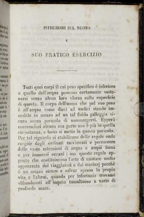 Istruzioni Sul Nuoto e Suo Pratico Esercizio