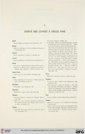 V. Indice dei luoghi e delle cose