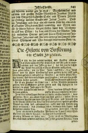 Die Historie von Verstörung der Stadt Jerusalem.