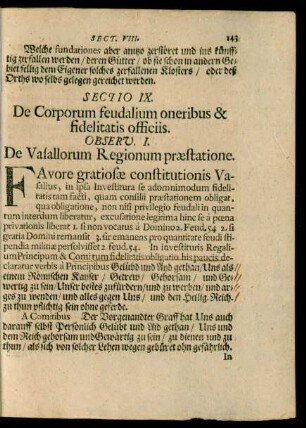 Sectio IX. De Corporum Feusalium oneribus & fidelitatis officiis