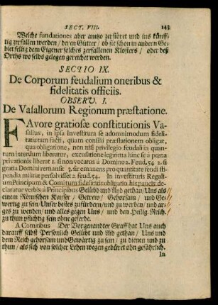 Sectio IX. De Corporum Feusalium oneribus & fidelitatis officiis