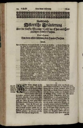 Das I. Capitel. Von dem Ursprung des Hauses Sachsen.