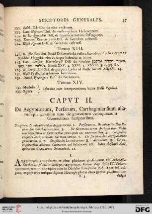 Caput II. De Aegyptiorum, Prefarum, Carthaginiensium aliarumque gentium tum de gaecarum antiquitatum generalibus scriptoribus