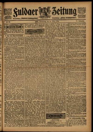 Erste Ausgabe vom Donnerstag, den 24. März 1904.