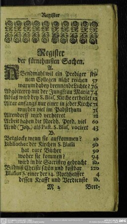 Register der fürnehmsten Sachen